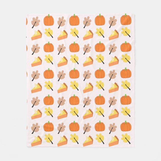Couverture Polaire Feuilles d'automne mignonnes, tourte citrouille or (Devant)