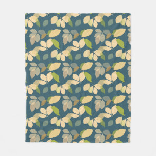 Couverture Polaire Feuilles d'automne modernes sur fond sarcelle