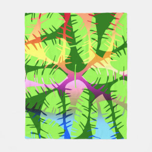 COUVERTURE POLAIRE FEUILLES DE BANANIER ABSTRAITES BOTANIQUES