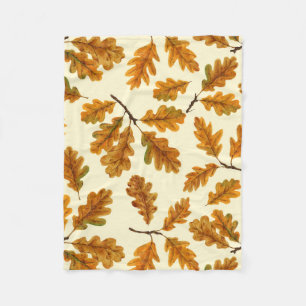 Couverture Polaire Feuilles de chêne automnal sur blanc