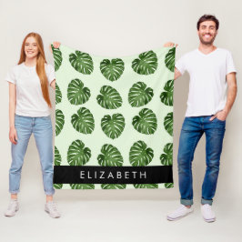 Couverture Polaire Feuilles de palme, Motif tropical, Votre nom