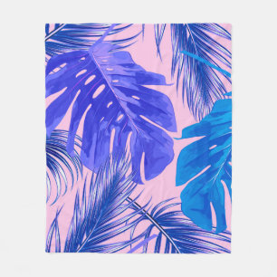 Couverture Polaire Feuilles de palmiers tropicaux, feuilles de jungle