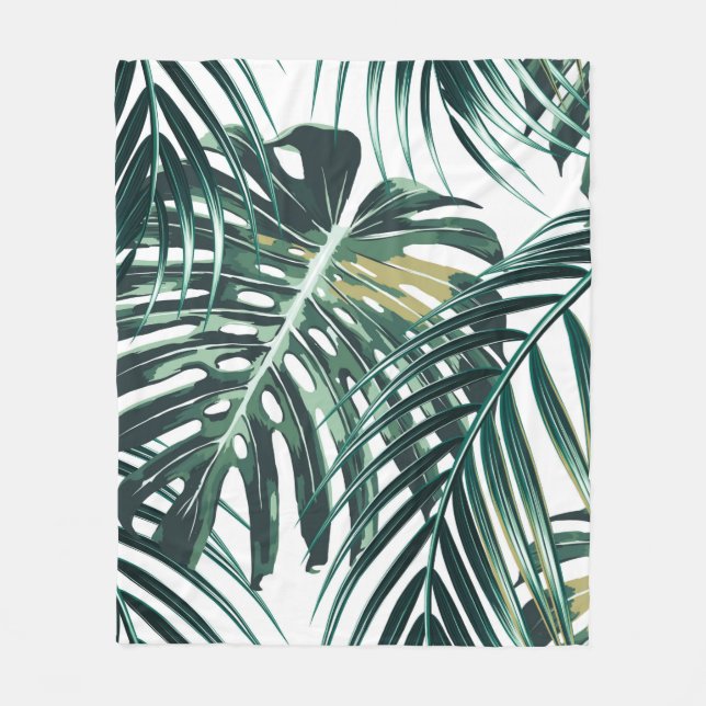 Couverture Polaire Feuilles de palmiers tropicaux, feuilles de jungle (Devant)