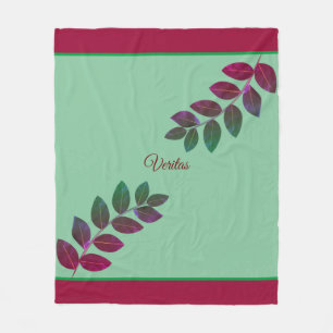 Couverture Polaire Feuilles de plantes vertes et bordeaux modernes