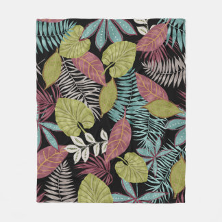 Couverture Polaire Feuilles sombres tropicaux : Motif textile