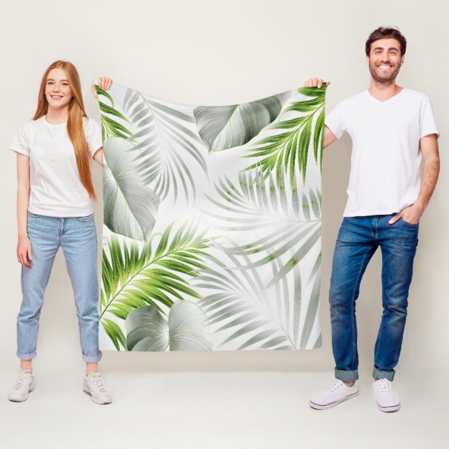 Couverture Polaire Feuilles tropicaux 1 (En situation)
