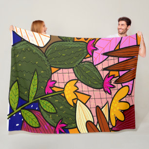 Couverture Polaire feuilles tropicaux Abstraits et fleurs