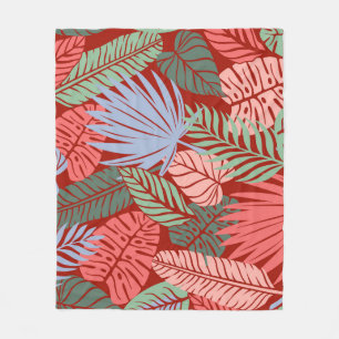 Couverture Polaire Feuilles Tropicaux Doodle : Tiré À La Main Noire