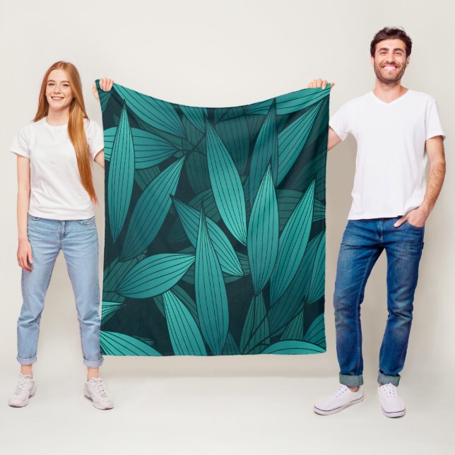 Couverture Polaire Feuilles tropicaux rayonnants (En situation)