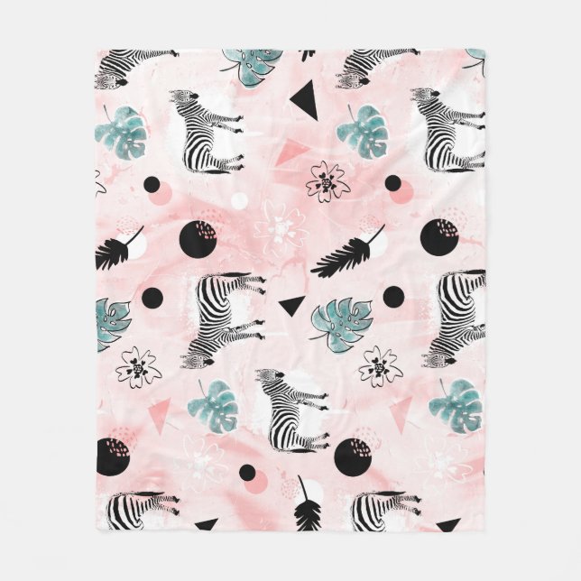 Couverture Polaire Feuilles tropicaux Zebras Cravate-Dye Motif (Devant)