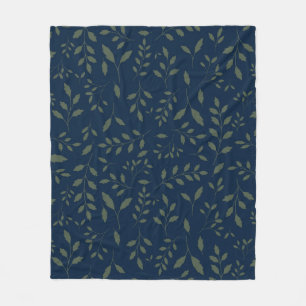Couverture Polaire Feuilles vert sauge lunatique motif marine