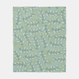 Couverture Polaire Feuilles vertes et dorées