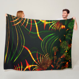 Couverture Polaire Feuilles verts virtuels, "épine rouge"