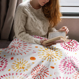 Couverture Polaire Feux d'aquarelle mignonne en jaune et orange