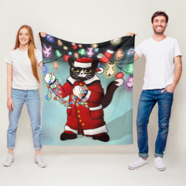 Couverture Polaire Feux de Noël Cute Tuxedo Chat