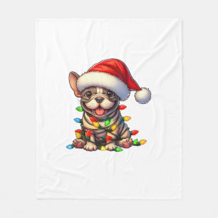 Couverture Polaire Feux de Noël de Chien de taureau Français Santa Ha