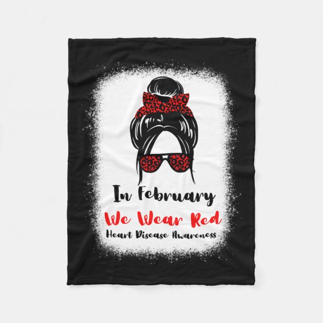 Couverture Polaire Février Heart Health Go Red Messy Bun Women (Devant)