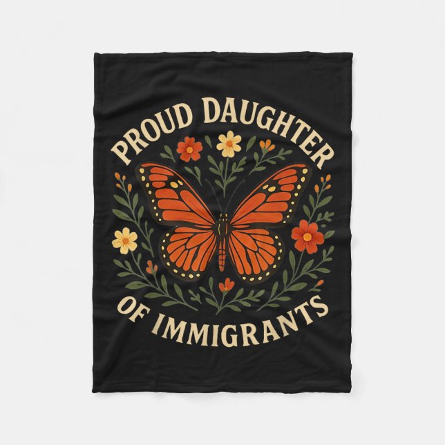 Couverture Polaire Fier Fille Des Immigrants Fleurs Papillon (Devant)