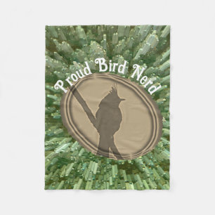Couverture Polaire Fier Oiseau Nerd Silhouette Vert Brown Birding