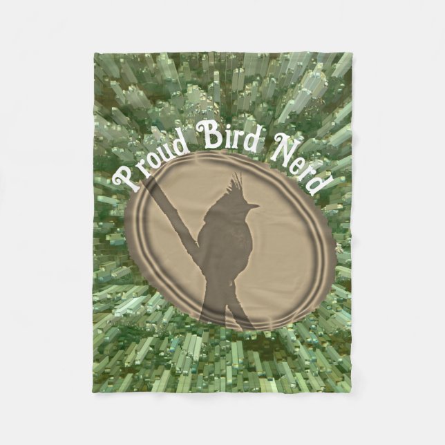 Couverture Polaire Fier Oiseau Nerd Silhouette Vert Brown Birding (Devant)