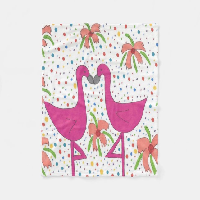 Couverture Polaire Fiesta Flamant rose Floral (Devant)