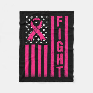 Couverture Polaire Fight Breast Warrier American Flag Cancer du sein 