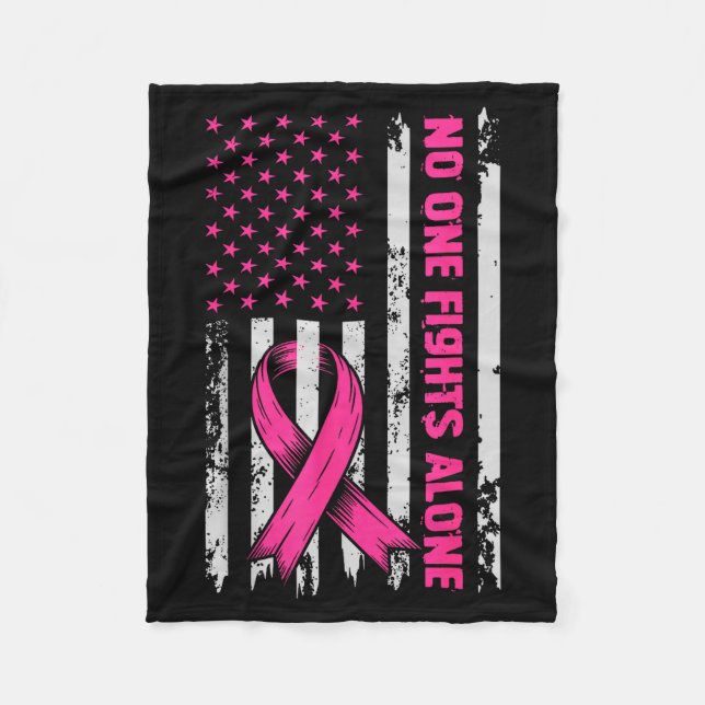 Couverture Polaire Fights Breast Cancer Alone Us Flag Nk Ribbon  (Devant)