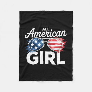 Couverture Polaire Fille américaine drapeau Usa 4 juillet famille app