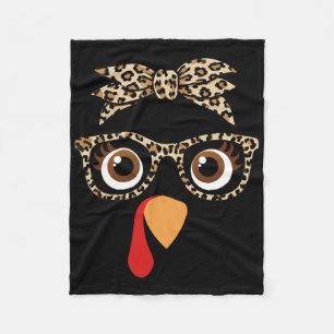 Couverture Polaire Fille au visage de dinde de Thanksgiving Léopard A