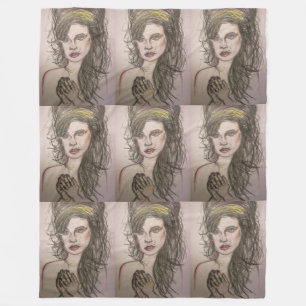 Couverture Polaire fille aux cheveux de ruche priant