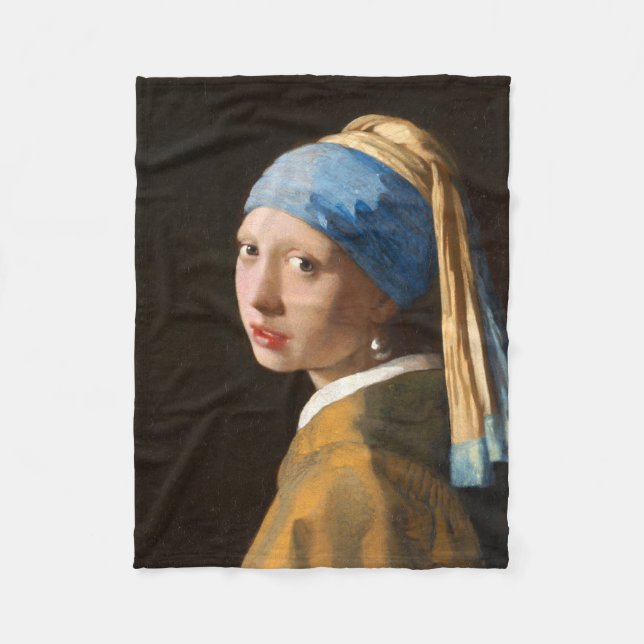 Couverture Polaire Fille avec une perle d'oreille Portrait Peinture (Devant)