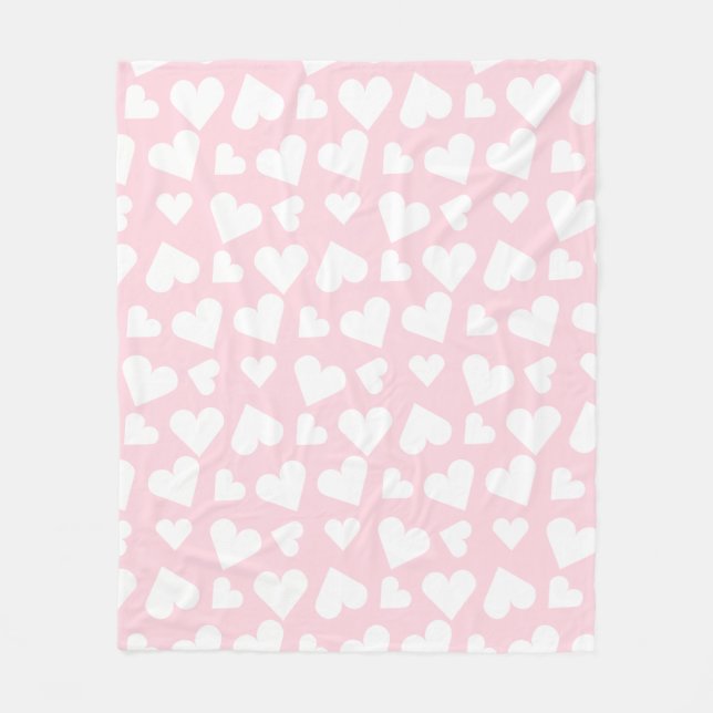 Couverture Polaire Fille Coeur Motif rose blanc (Devant)