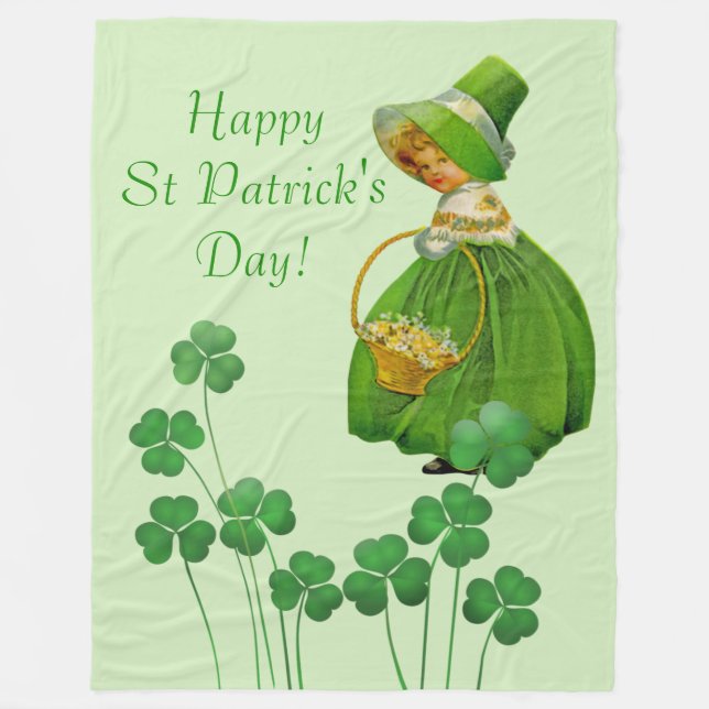 Couverture Polaire Fille cueillir Shamrock St Patrick's Day (Devant)