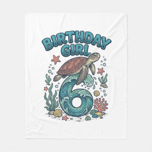 Couverture Polaire Fille d'anniversaire 6 Tortue de mer Conception de