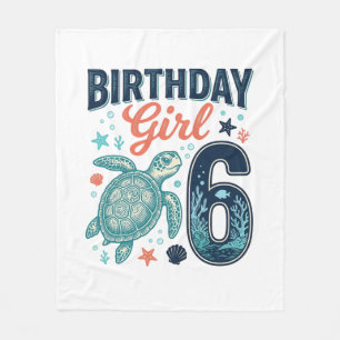 Couverture Polaire Fille d'anniversaire 6 Tortue de mer Conception ve
