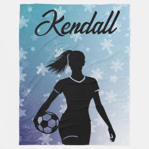 Couverture Polaire Fille de soccer Personnalisé Hiver Ombre Flocon de