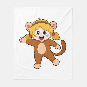 Couverture Polaire Fille en costume comme singe