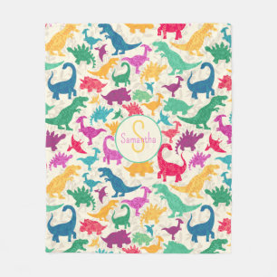 Couverture Polaire Fille Florale Dinosaure Silhouette Filles