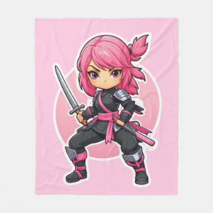 Couverture Polaire Fille Ninja rose