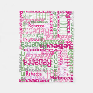 Couverture Polaire Fille nommée faite sur commande rose/verte