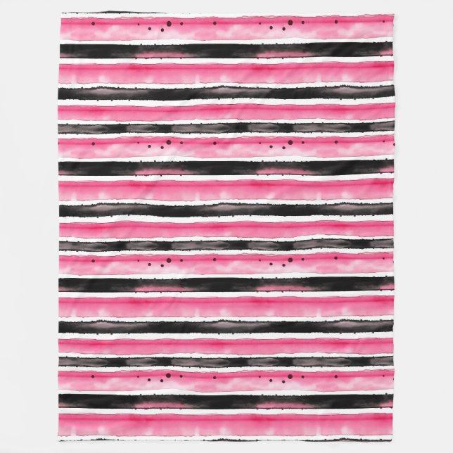 Couverture Polaire Fille rose blanc rayures noires (Devant)