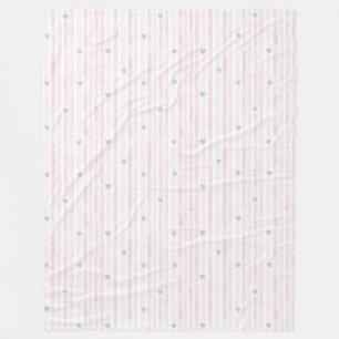 Couverture Polaire Fille Rose Bleu Coeurs Rayures