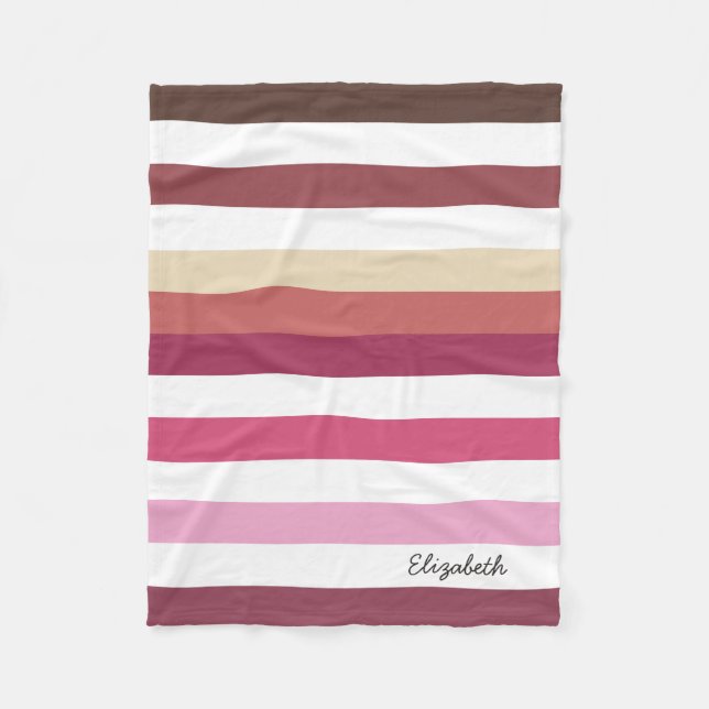 Couverture Polaire Fille Rose Rouge Large Bandes Horizontales Avec No (Devant)