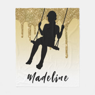 Couverture Polaire Fille sur Swing Gold Parties scintillant Drip Ombr
