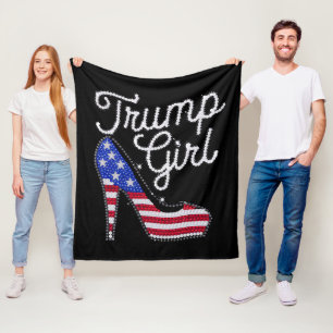 Couverture Polaire Fille Trump Talon Haut Drapeau Américain Bling Pat
