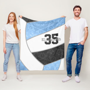 Couverture Polaire filles bleu clair noir volleyball personnalisées