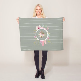 Couverture Polaire Filles Croix Florale Bautizo Baptême rose Fleurs