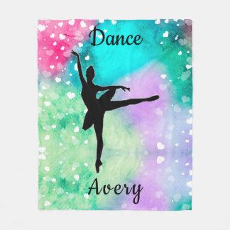 Couverture Polaire Filles Danse Aquarelle avec Coeurs flottants
