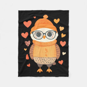 Couverture Polaire Filles de la Saint-Valentin femmes chouette coeur