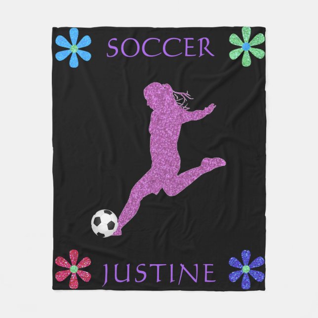 Couverture Polaire Filles de soccer puissance florale (Devant)